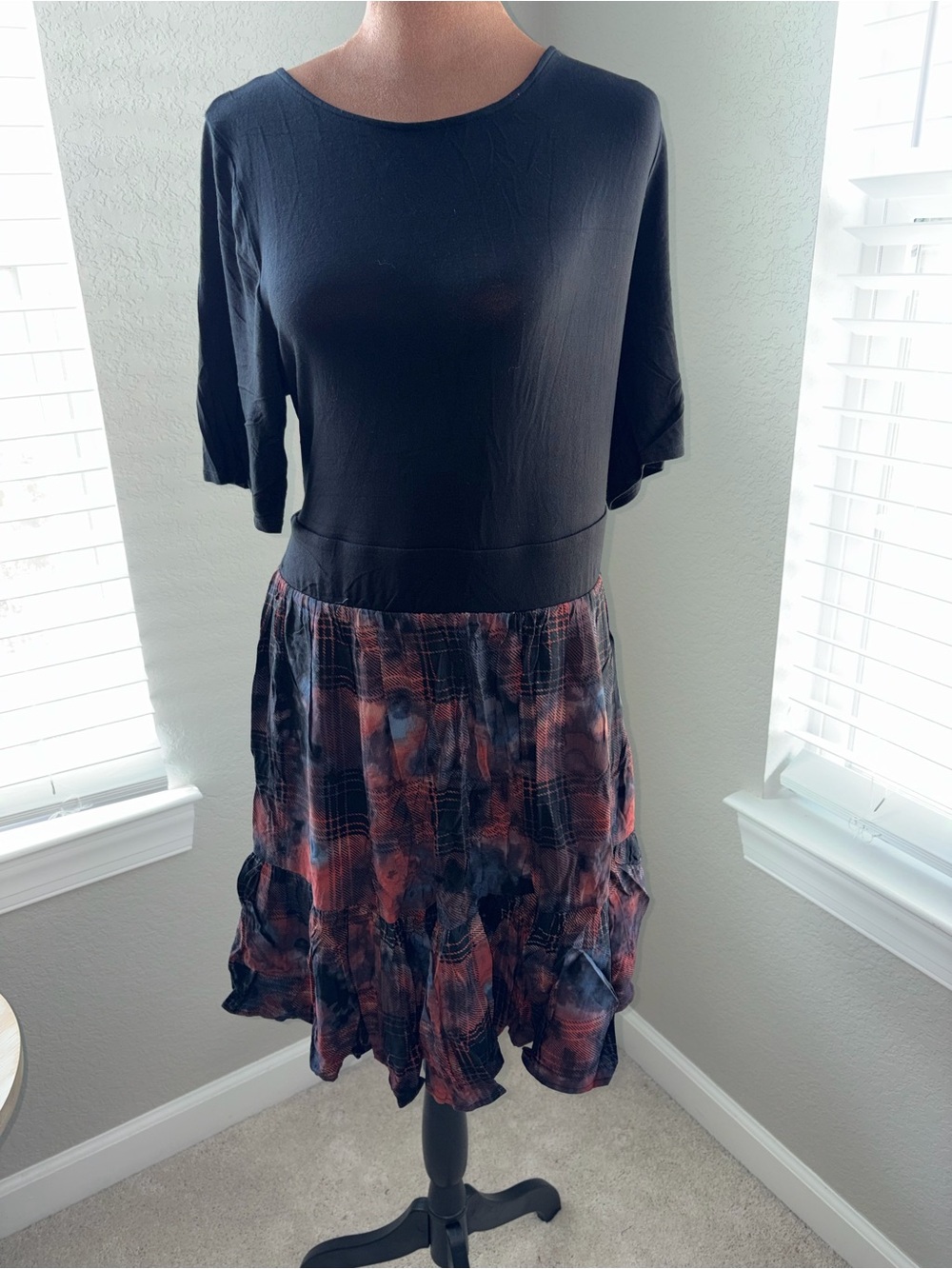 torrid Black Top with Red-Patterned Circle Skirt